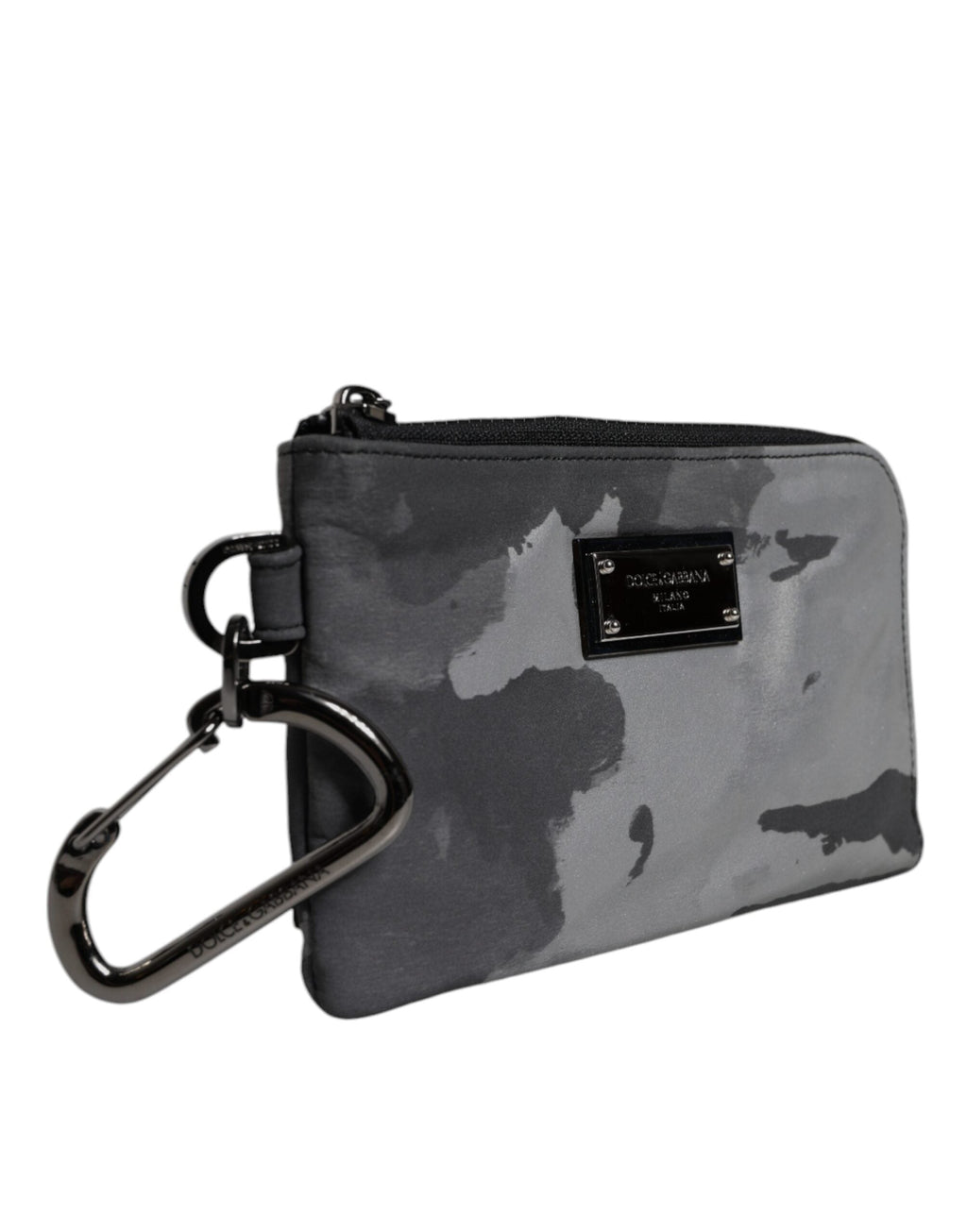 Black Gray Camouflage Logo Plaque Keyring Pouch Bag