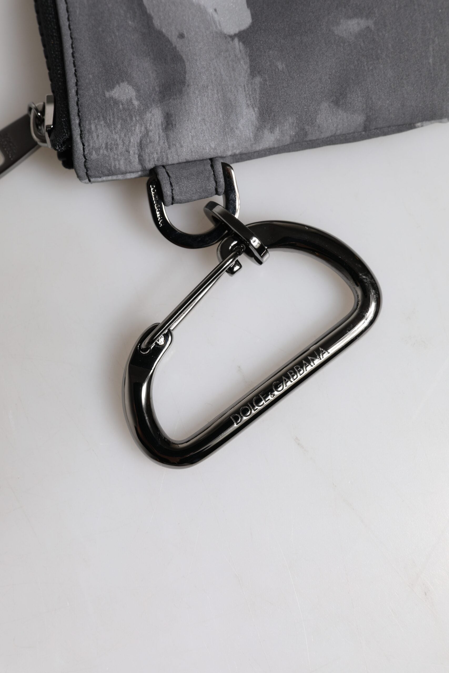 Black Gray Camouflage Logo Plaque Keyring Pouch Bag
