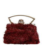 Red Gold Chain VANDA Tinsel Crystals Evening Clutch Bag