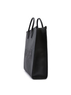 Black Leather Logo Medium Tote Bag